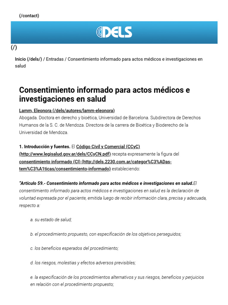 Consentimiento Informado en Salud Médica | PDF | Consentimiento informado