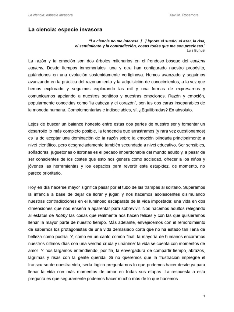 La Ciencia, Especie Invasora - Xavi M. Rocamora | PDF