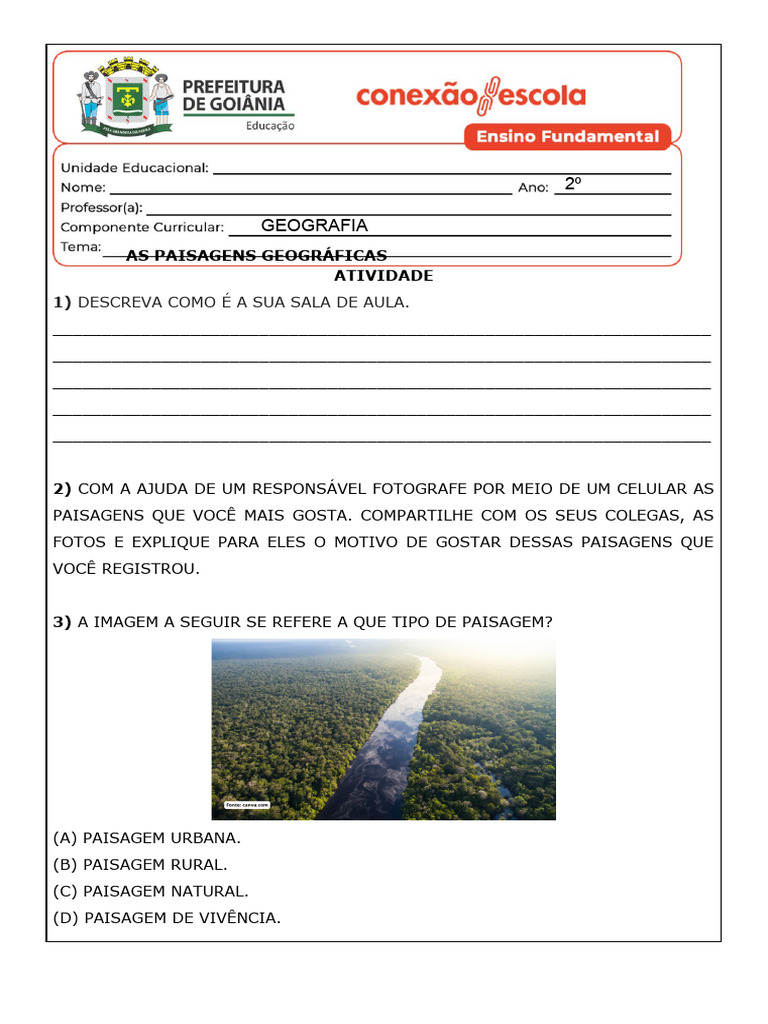 Atividade 06 - As Paisagens Geográficas | PDF