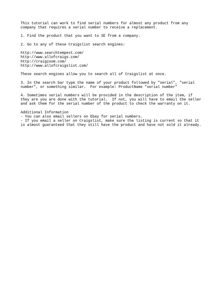 TUT How To Find Serial Numbers | PDF