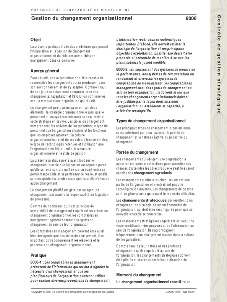 Gestion Du Changement Organisationnel | PDF | Comptabilité | Informations