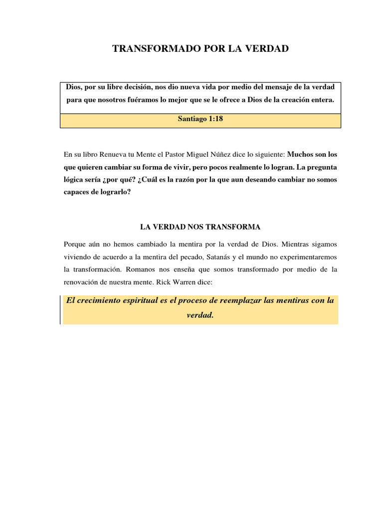 Transformados por la Verdad de Dios | PDF | Verdad | Dios