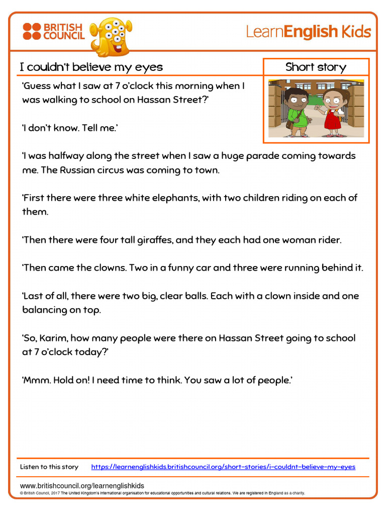 Short Stories I Couldnt Believe My Eyes Transcript v2 PDF