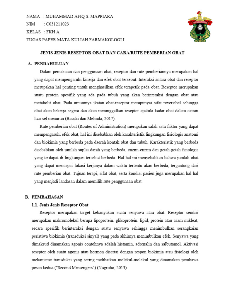 JENIS JENIS RESEPTOR DAN CARA | PDF