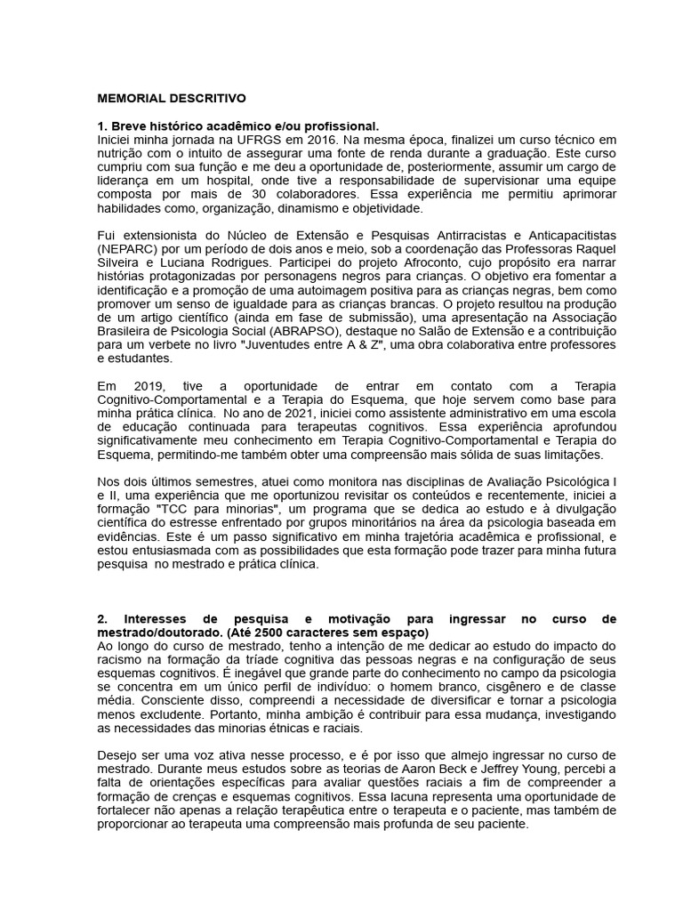 Memorial Descritivo | PDF