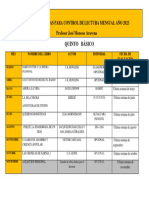 Plan Lector Quinto Basico 2023 Colegio San Agustin Villa Alemana