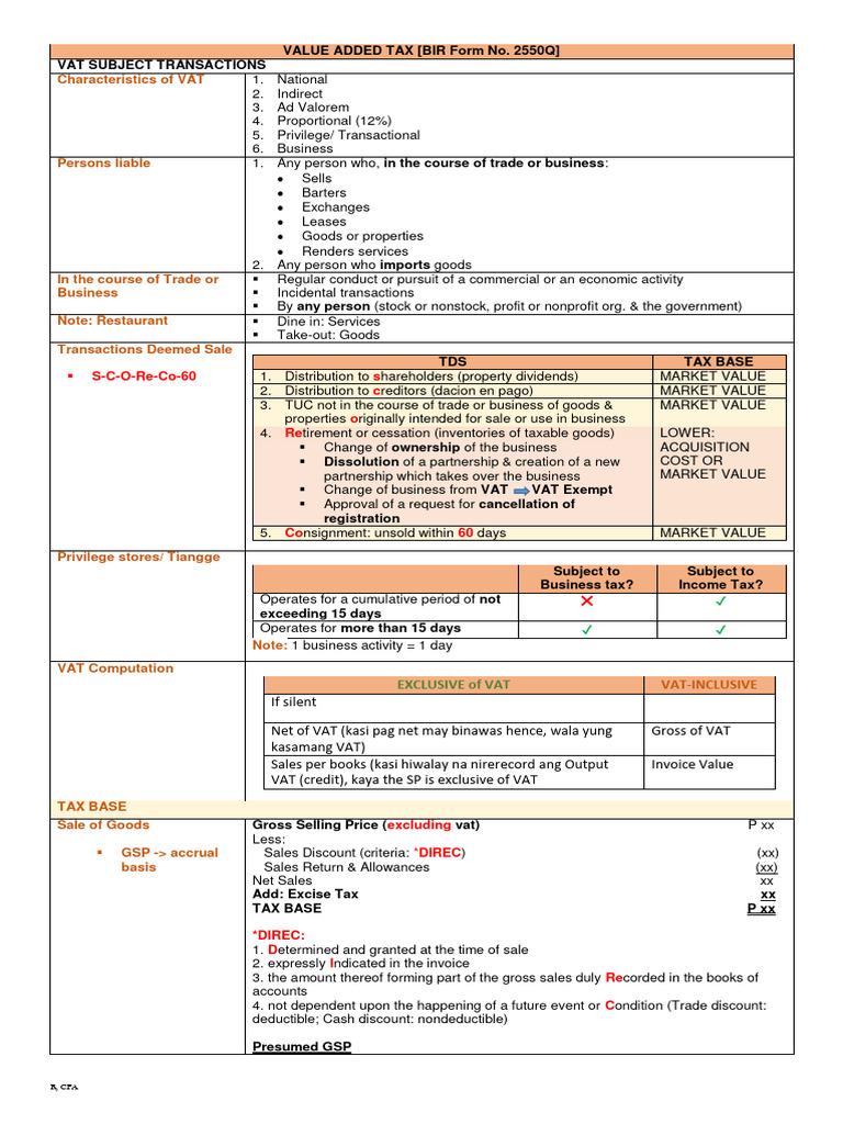 VAT Computation and Tax Rules in Business | PDF