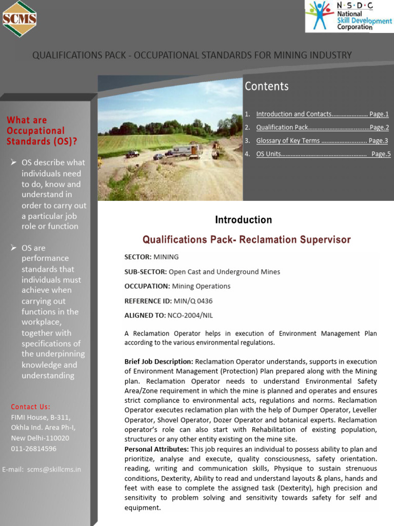Qp Reclamation Supervisor Pdf Occupational Safety And Health Mining