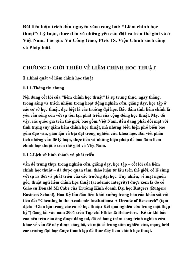 LIÊM CHÍNH HỌC THUẬT | PDF