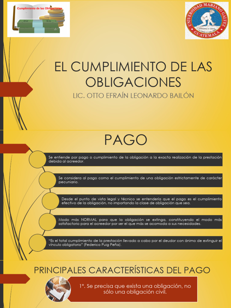 El Cumplimiento de Las Obligaciones 2023 | PDF | Pagos | Subrogación
