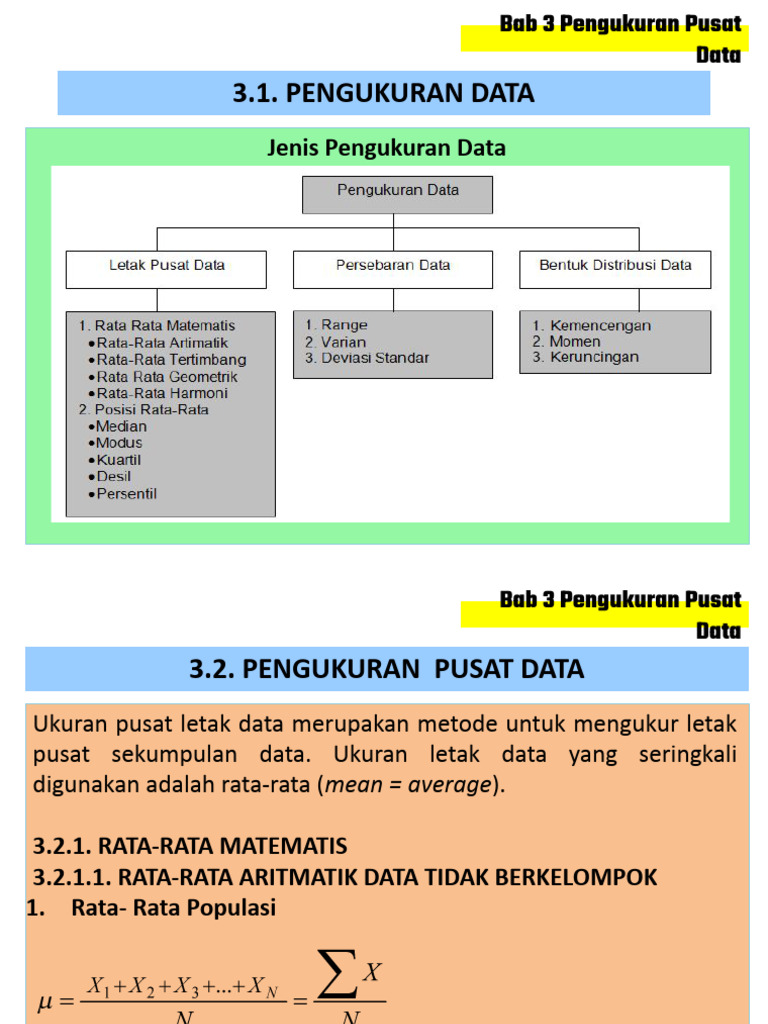 Pengukuran Pusat Data: Rata-rata, Median, Modus | PDF