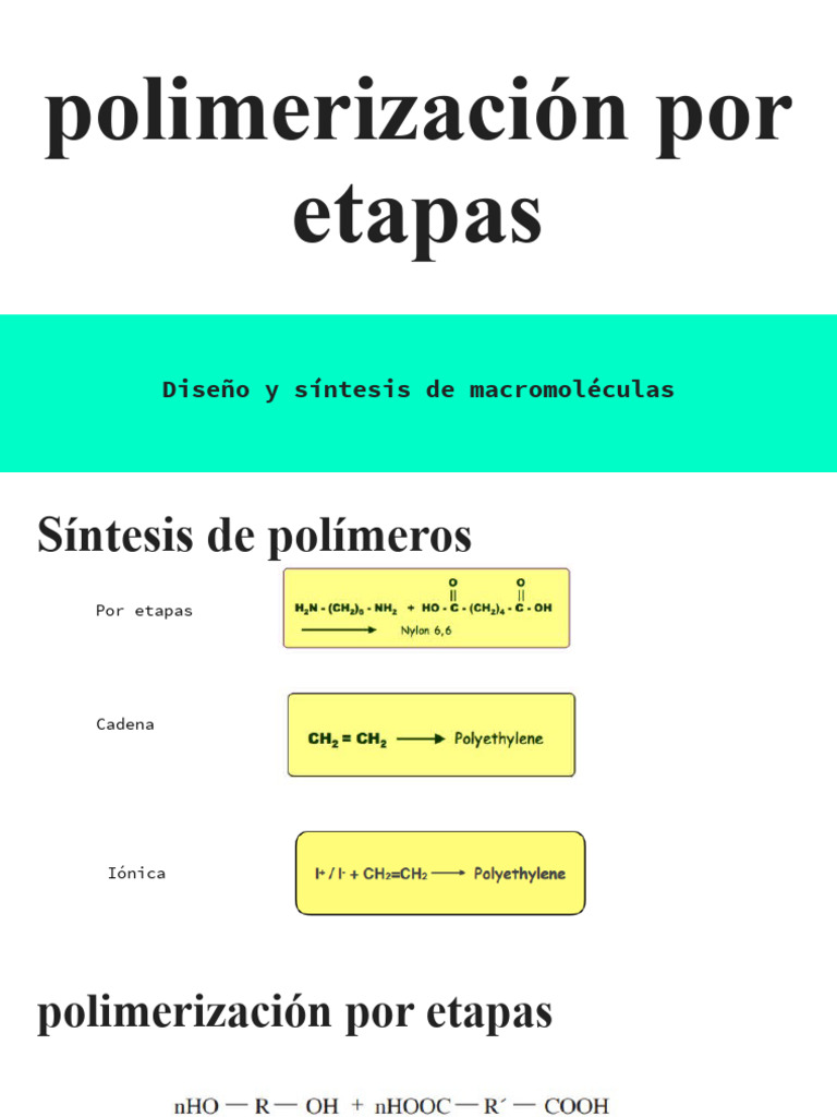 Polimerización Por Etapas | PDF