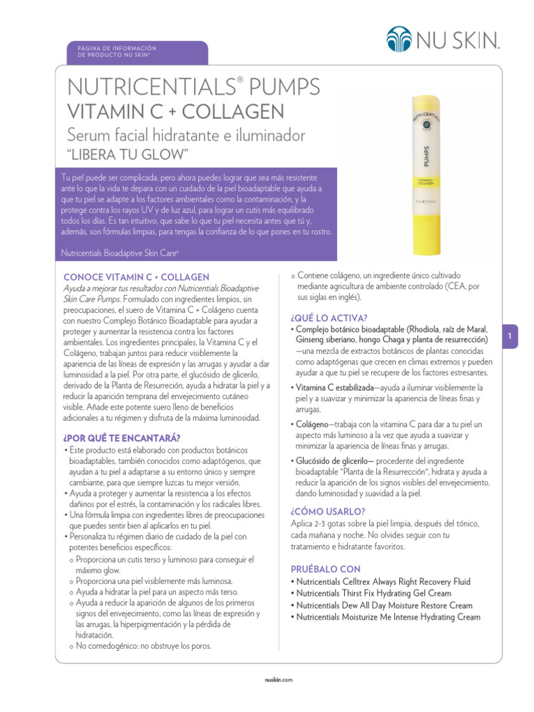 Nutricentials Pumps Vitamin C Plus Collagen Pip CL PDF