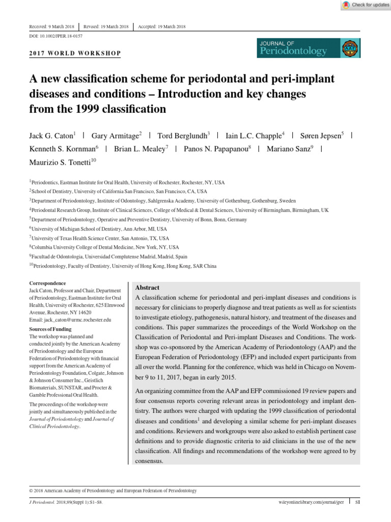 New Periodontal Classification Overview | PDF | Periodontology ...