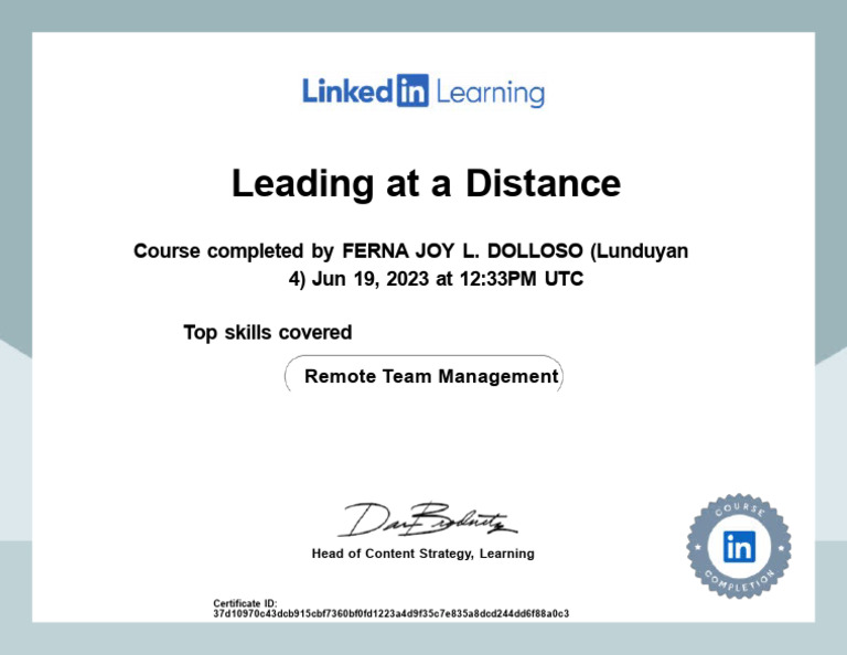Linkedin learning certificate pdf