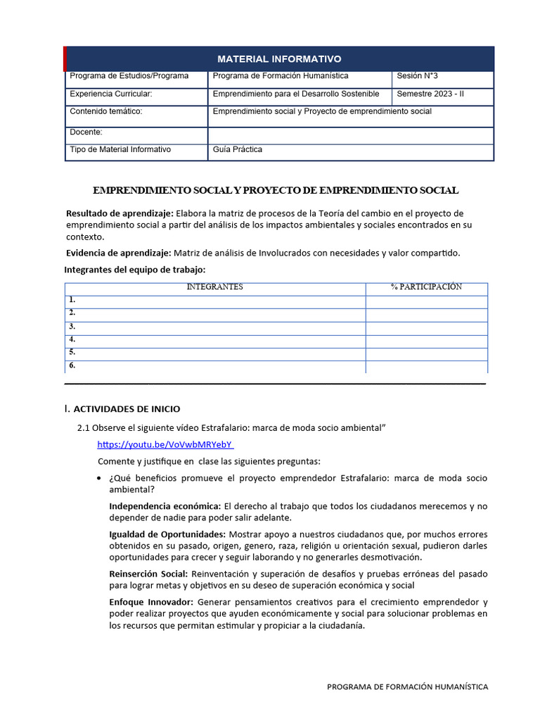 Emprendimiento Social y Sostenible 2023 | PDF | Iniciativa empresarial ...