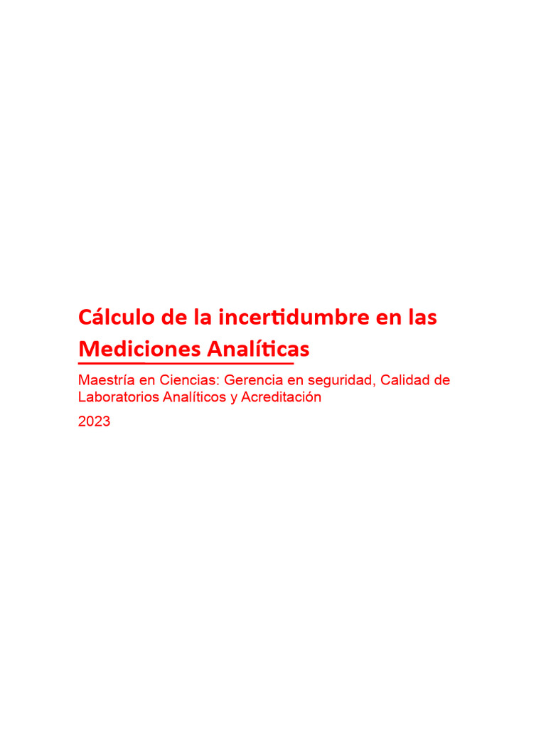 Cálculo de La Incertidumbre en Las Mediciones Analíticas | PDF