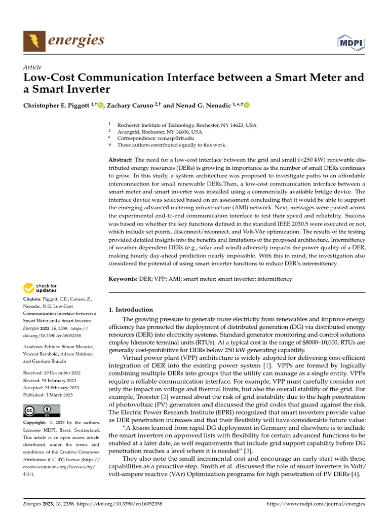 LowCost Communication Interface Between A Smart Meter and A Smart