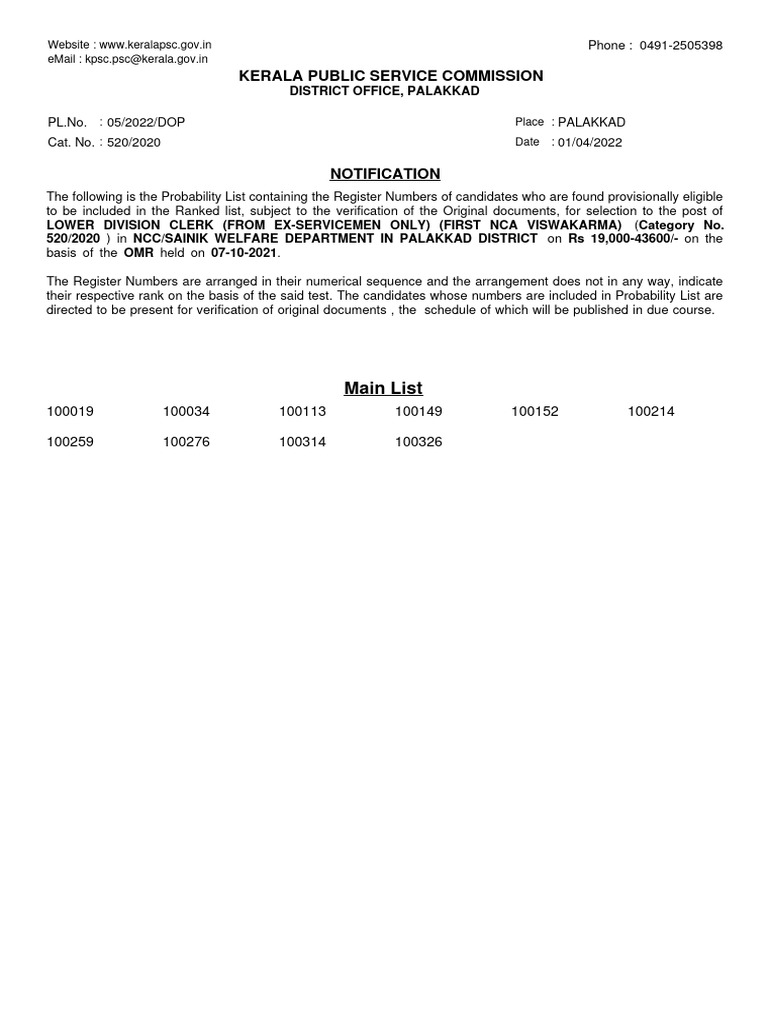 LDC Rank List (Short List) and Cutoff Mark 2022 PDF