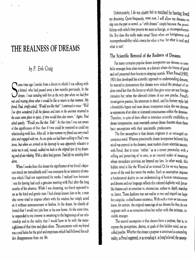 Realness of Dreams | PDF