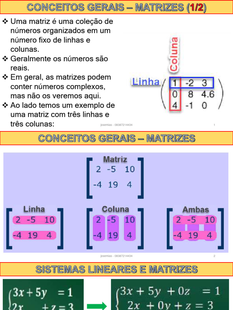 Aula 2 3+ (Matrizes+e+Sistemas+Lineares) Z | PDF | Matriz (Matemática ...