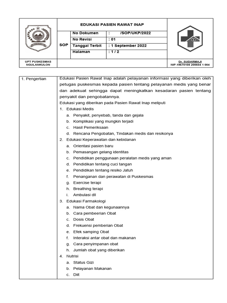 Edukasi Kesehatan untuk Pasien Rawat Inap | PDF | Kesehatan Holistik