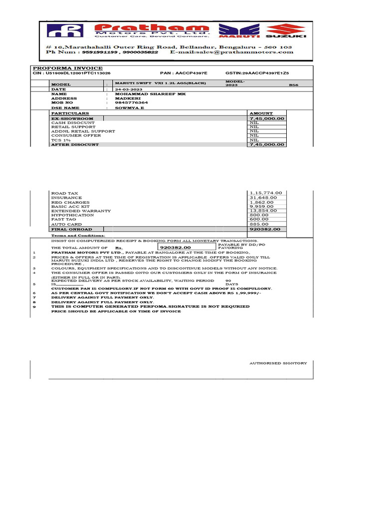Proforma Invoice | Download Free PDF | Discounts And Allowances | Receipt