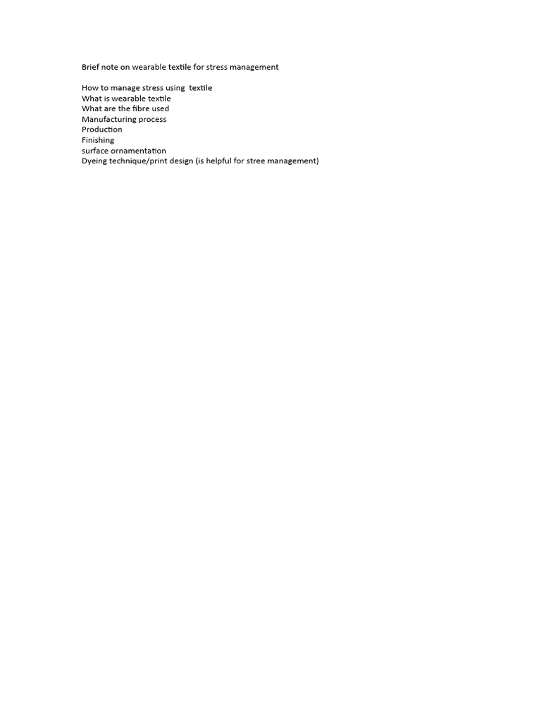 Brief Note On Wearable Textile For Stress Manageme PDF