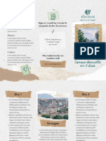 Folleto Tipo Acordeón Tríptico Itinerario Vacaciones Scrapbook Beige y Verde