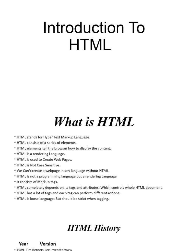 Introduction To HTML | PDF | Html | Html Element