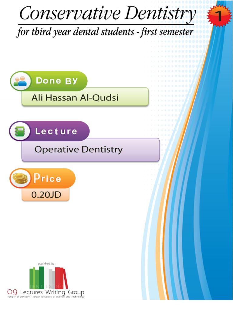 Lecture 1, Operative Dentistry (Script) Dentistry Tooth