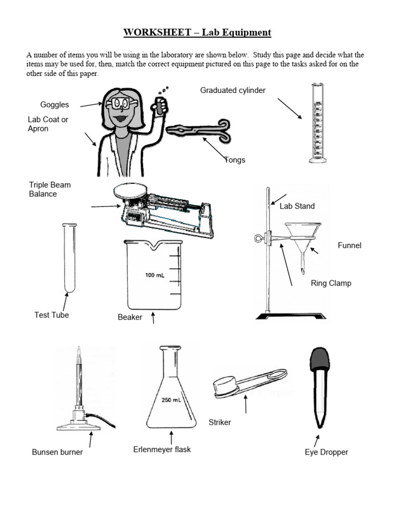 Lab Equipment Identification Worksheet | PDF | Laboratories | Litre