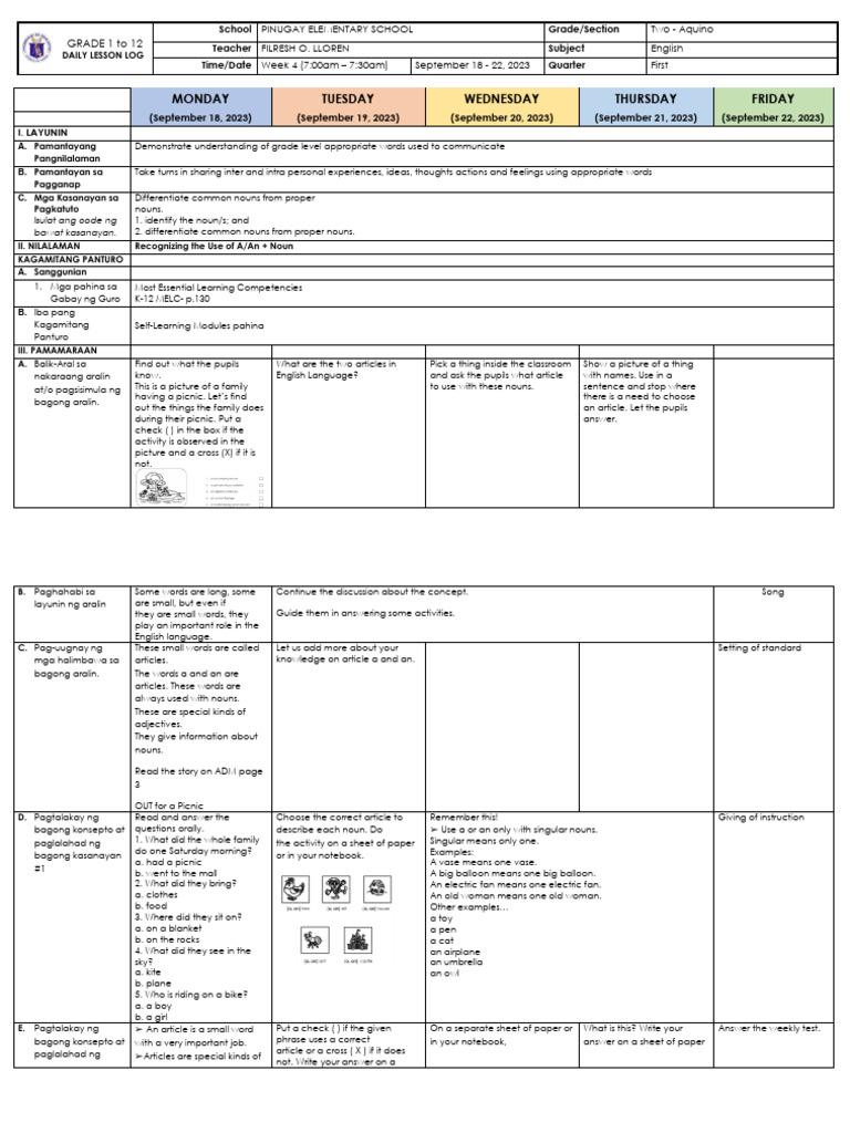 English (Week 4) | PDF | Language Arts & Discipline
