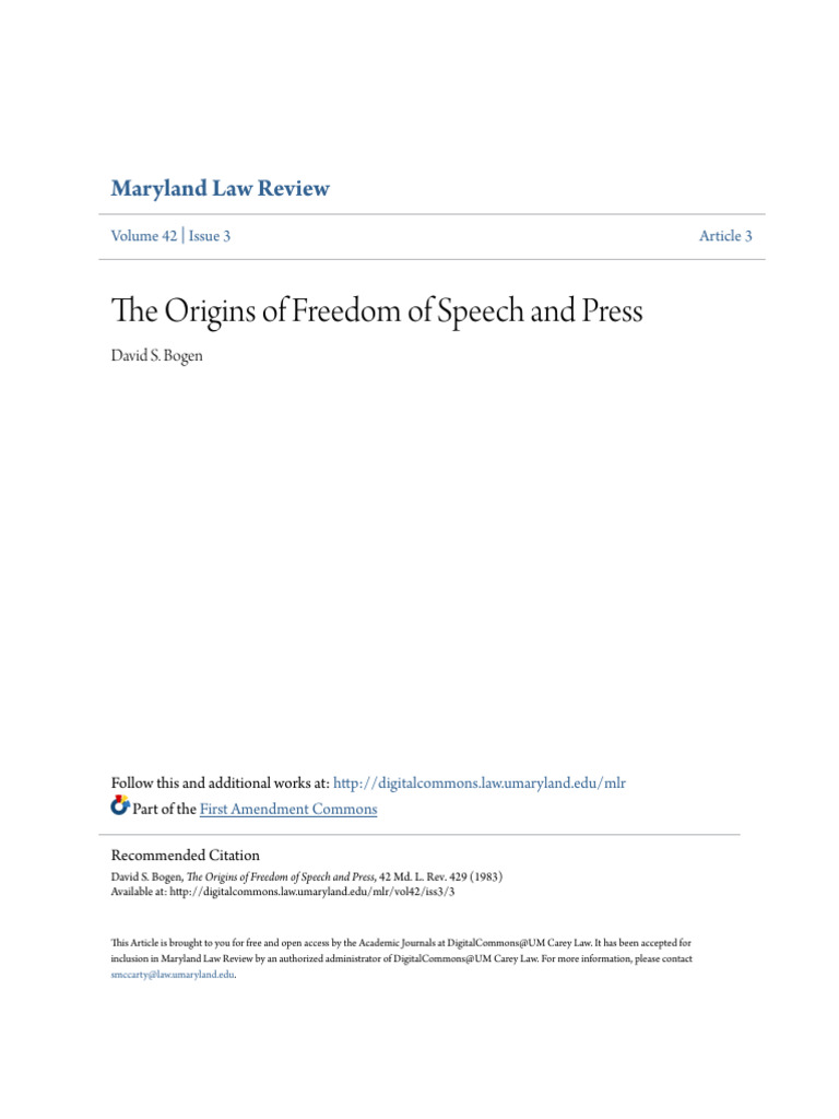 The Origins of Freedom of Speech and Press PDF