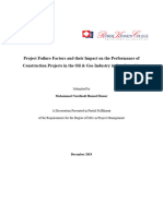 Project Failure Factors and Their Impact On The Performance of Construction Projects in The Oil & Gas Industry in Saudi Arabia