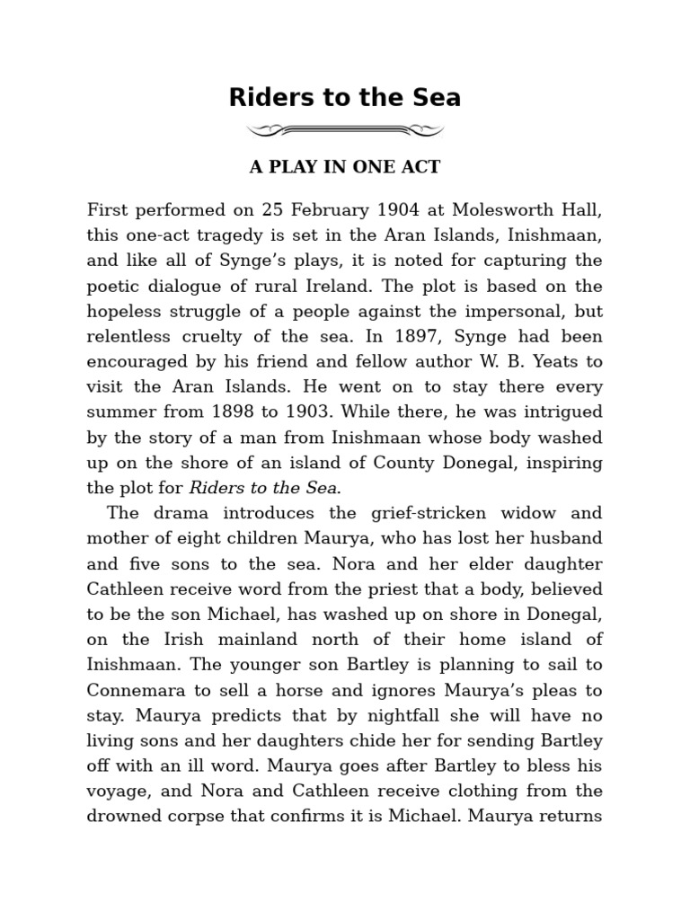 J. M. Synge - Riders To The Sea | PDF