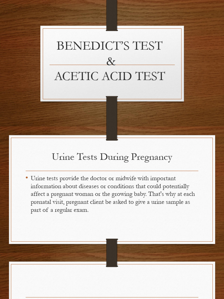 Student's Copy Benedict's and Acetic Acid Test PDF Urinary Tract