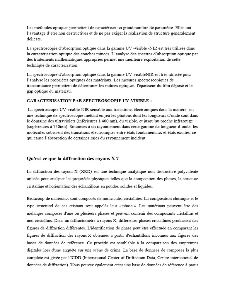 Les Méthodes Optiques de Caracterisation | PDF