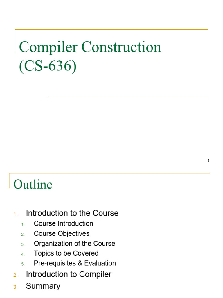 Lecture 1 cc pdf compiler programming language