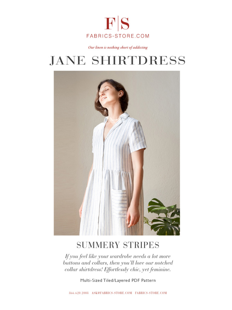 Jane Shirtdress Sewing Pattern Guide | PDF | Seam (Sewing) | Sewing