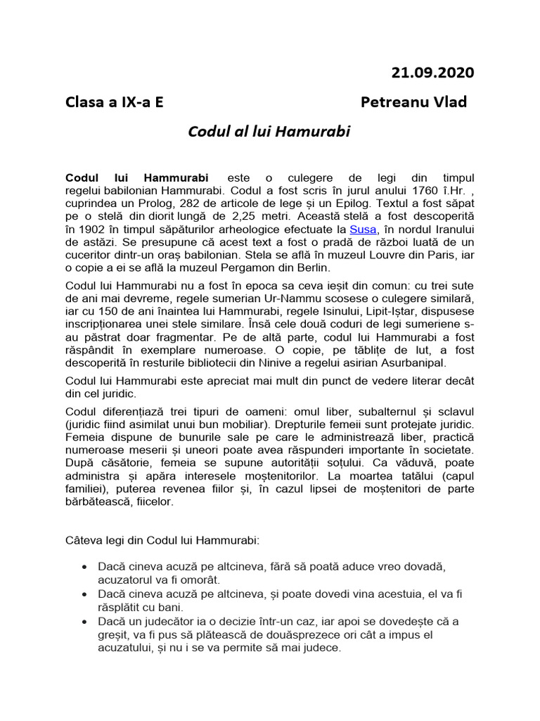 Codul Al Lui Hamurabi | PDF