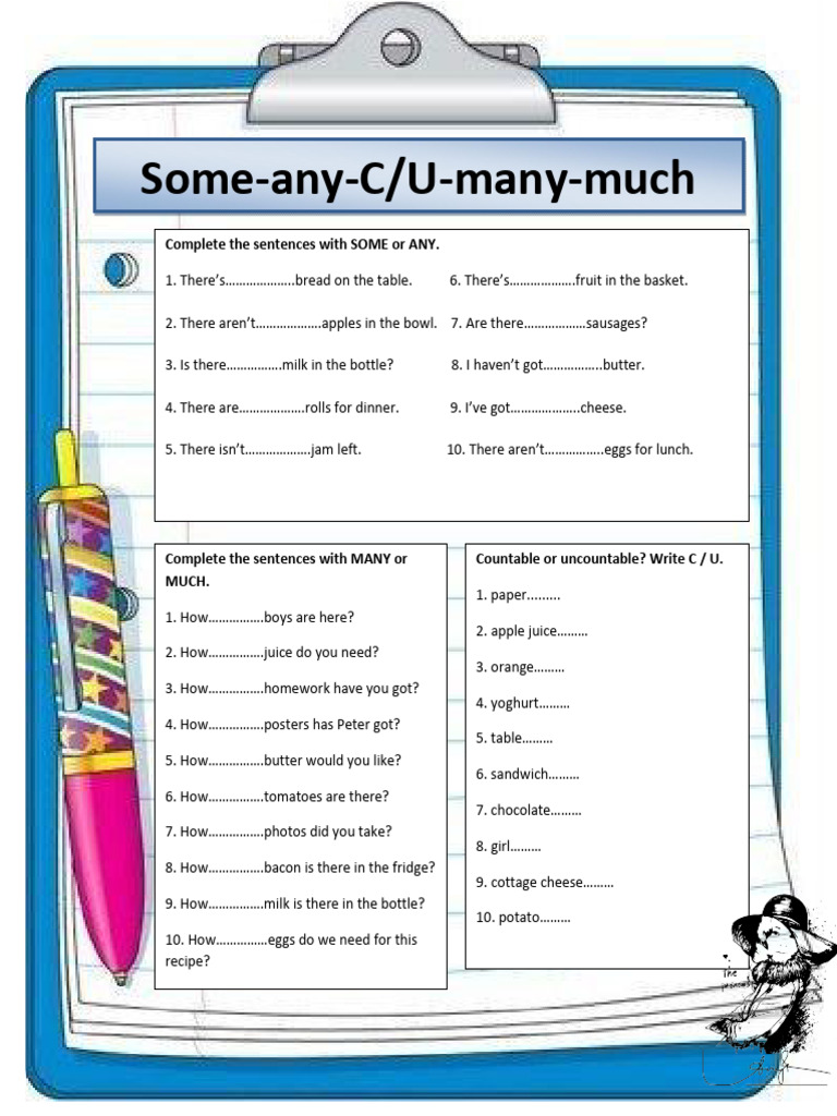 Grammar Exercise: Some, Any, Many, Much | PDF | Wellness | Self-Improvement