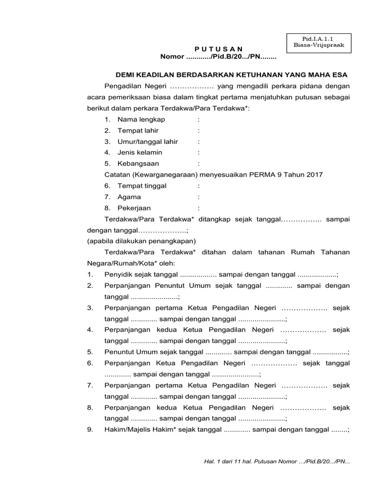 Template Putusan Pidana Biasa SK KMA 359 2022 PDF