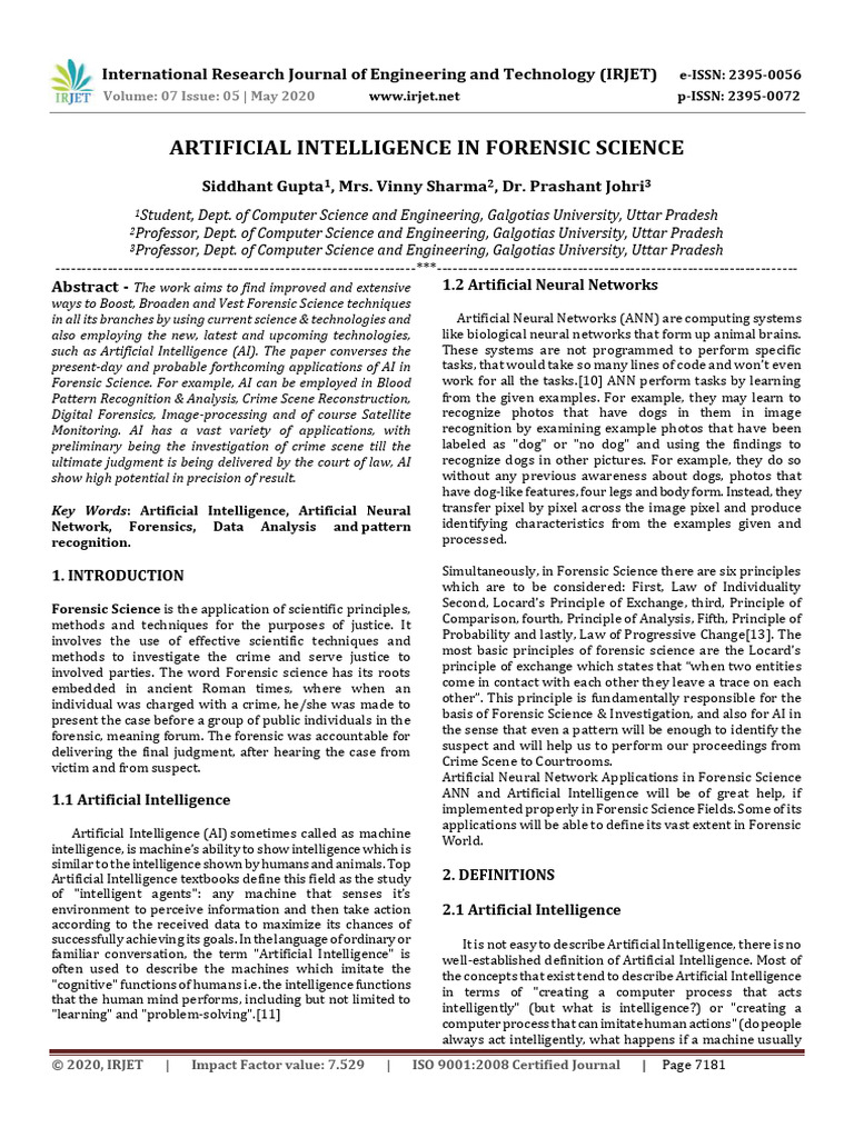 Artificial Intelligence In Forensic Scie Pdf Artificial