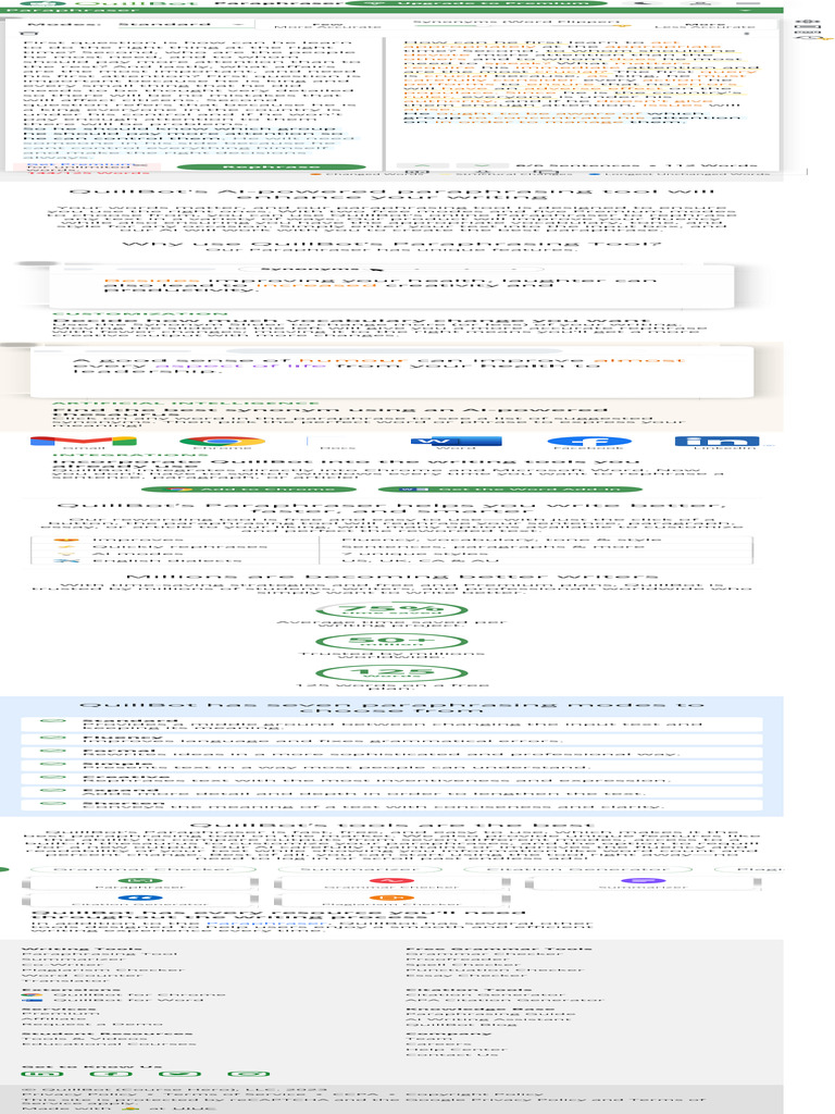Paraphrasing Tool - QuillBot AI | PDF | Artificial Intelligence ...