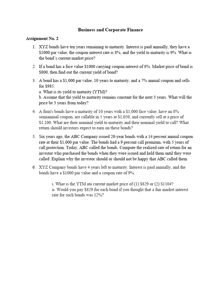 Corporate Finance Bond Valuation Analysis | PDF | Business