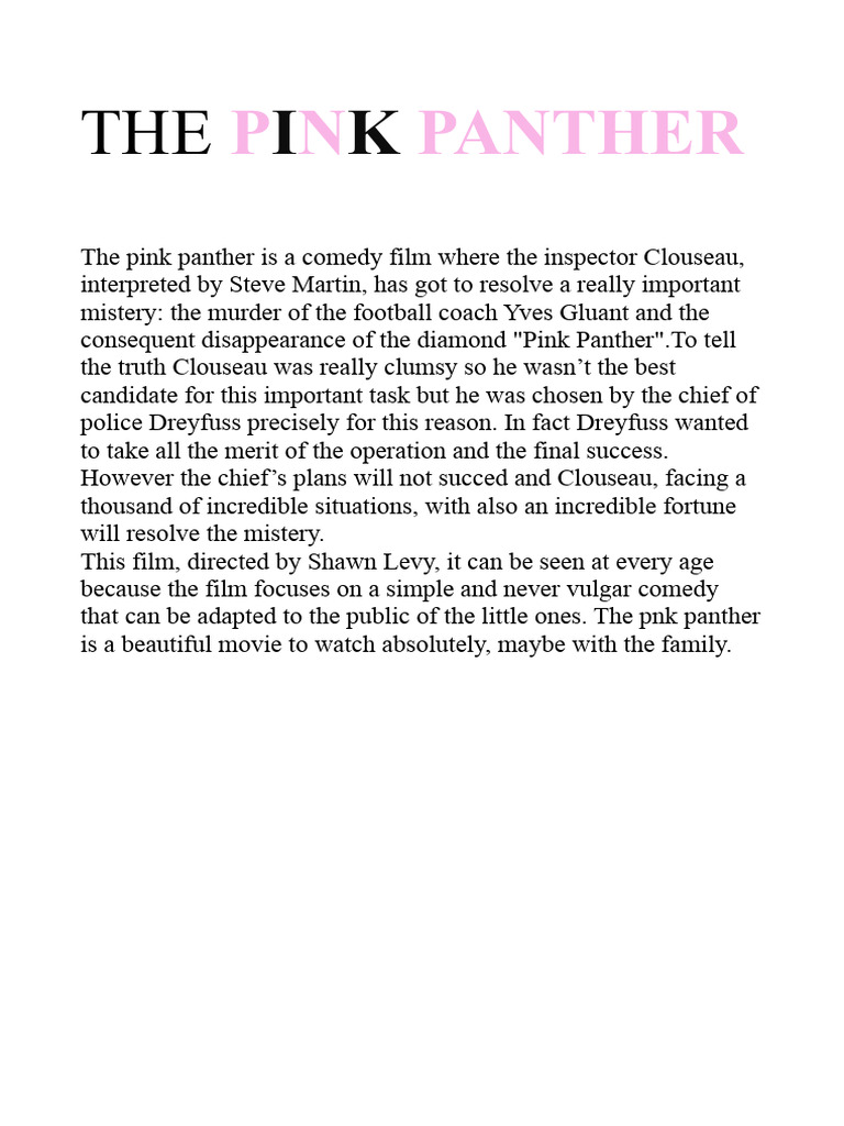 Clouseau's Clumsy Mystery in Pink Panther | PDF