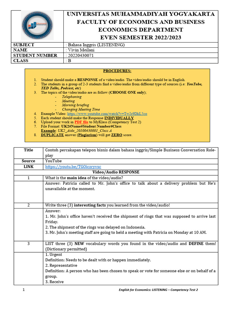 English Listening Task Guide | PDF | Language Arts & Discipline