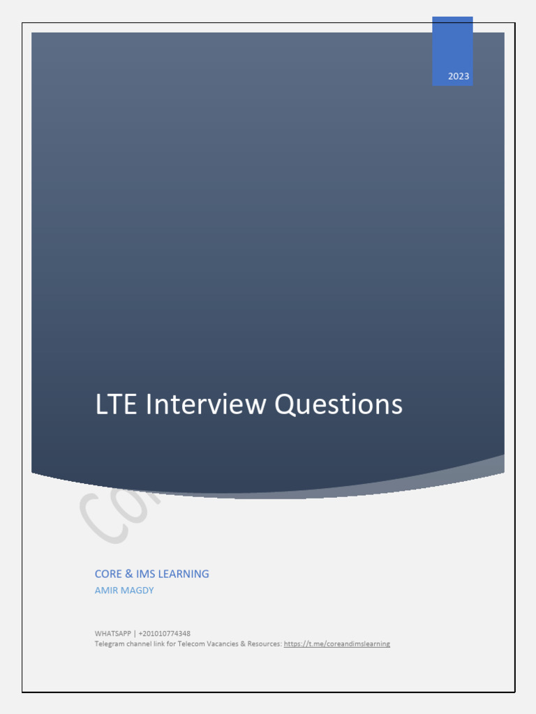 LTE Interview Questions P1 PDF Lte Computer