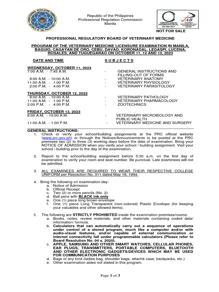 Program Vet Med Board Exam PDF